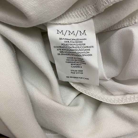 CABI White Indulge Peplum Waist Medium Overlay Blouse Top 3/4 Sleeve Office Work - Picture 10 of 10